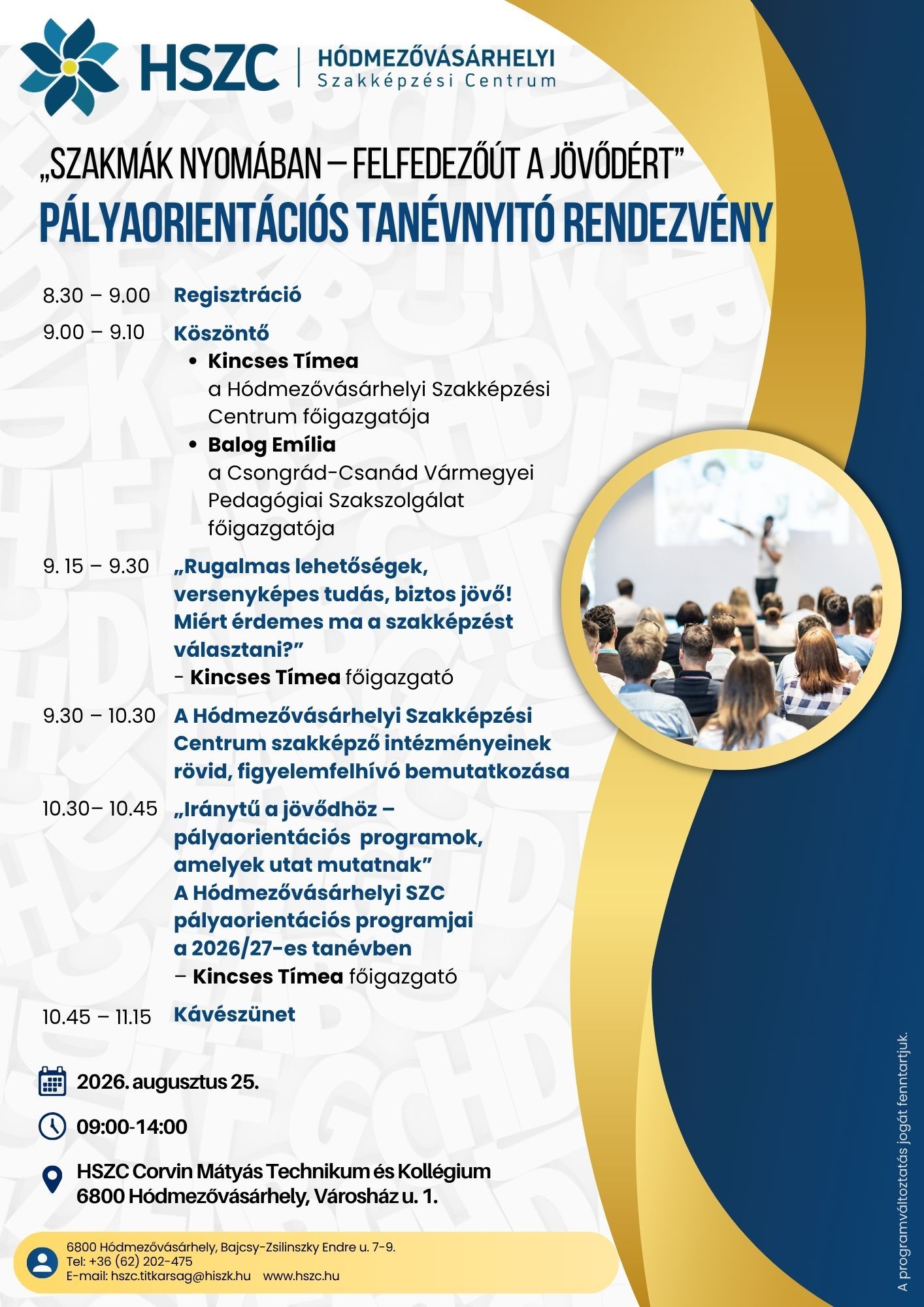 Pályaorientációs tanévnyitó program 2026